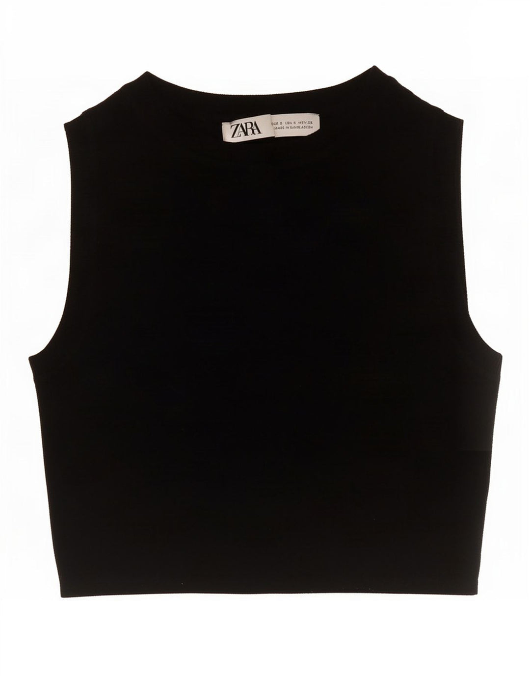 Zara Womens Crop Vest Top UK 8 Small Noir Viscose