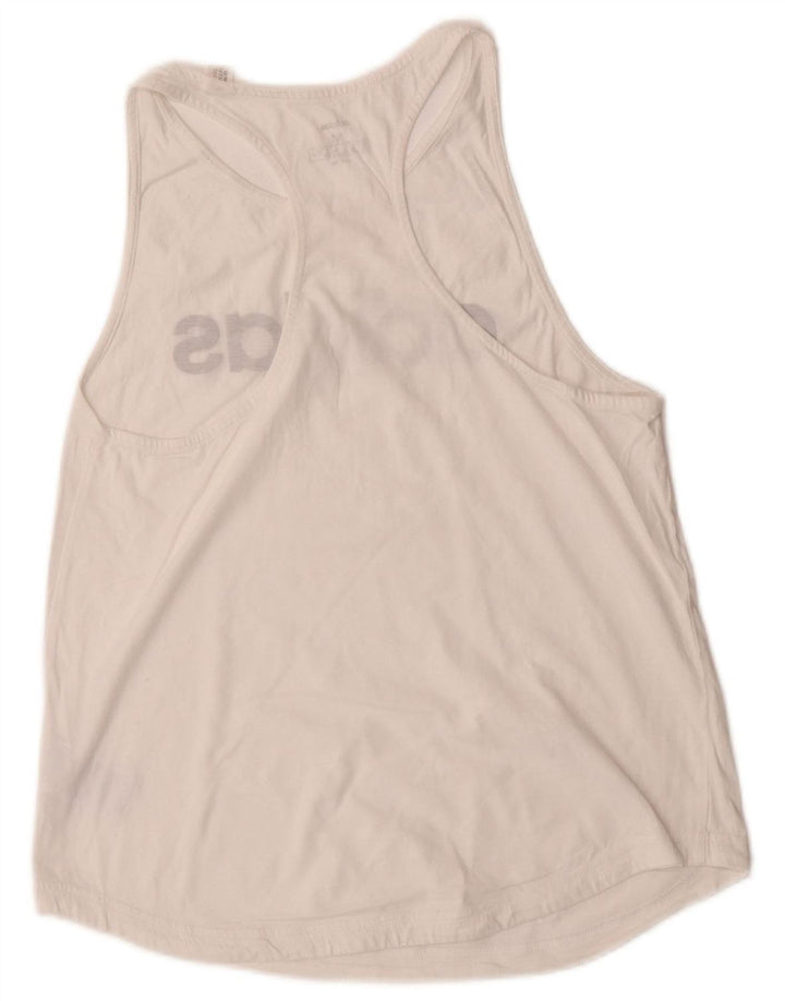 ADIDAS Womens Graphic Vest Top UK 12/14 Medium White Cotton