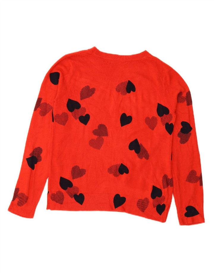 MARKS & SPENCER Womens Boat Neck Jumper Sweater UK 12 Medium  Red Heart