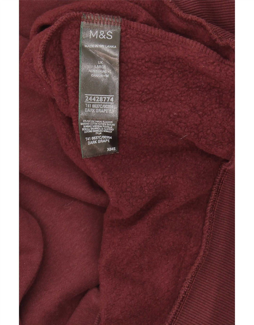 Marks & Spencer Sweat-shirt pour homme en coton bordeaux Taille L