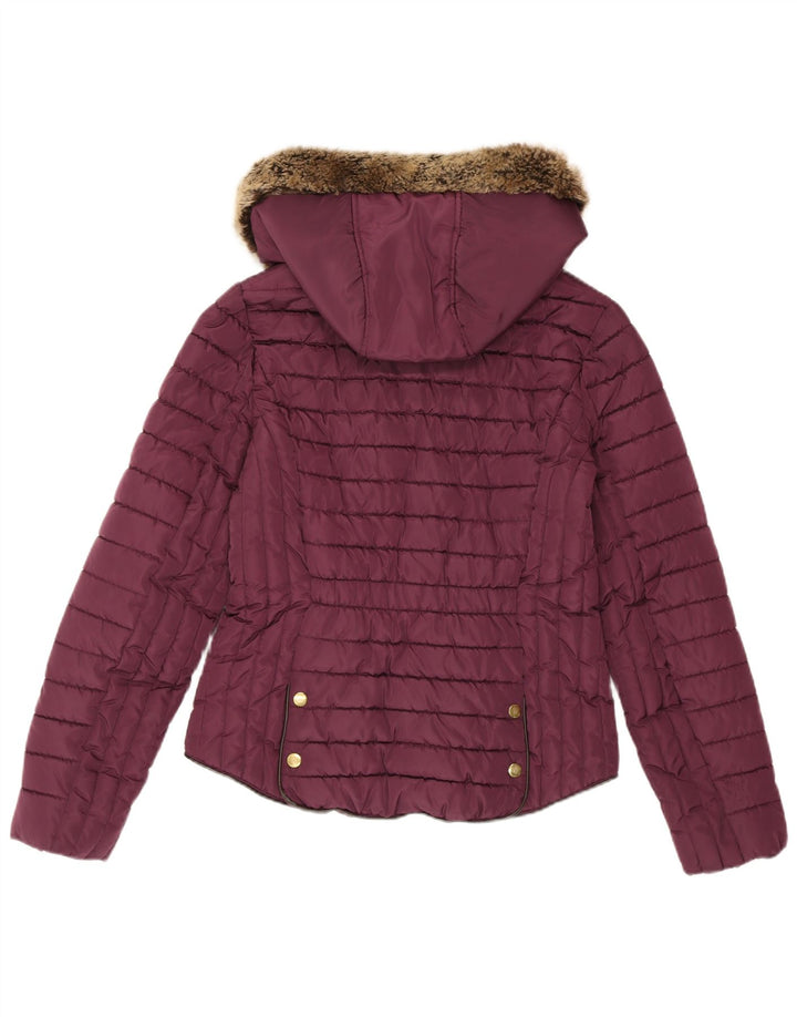 JOULES Veste matelassée à capuche pour femme UK 10 Small Bordeaux Polyester