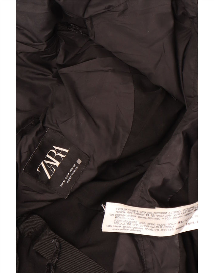 Zara Manteau matelassé surdimensionné à capuche pour femme UK 44 Medium Noir Polyamide
