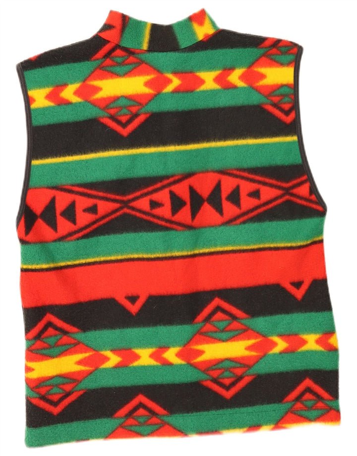 vintage Mens Fleece Gilet UK 38 Moyen Multicolore Géométrique