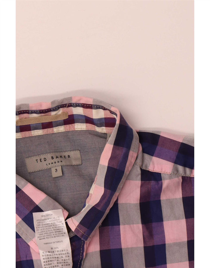 Ted Baker Chemise à manches courtes pour homme Taille 3 Medium Multicolore Check Coton