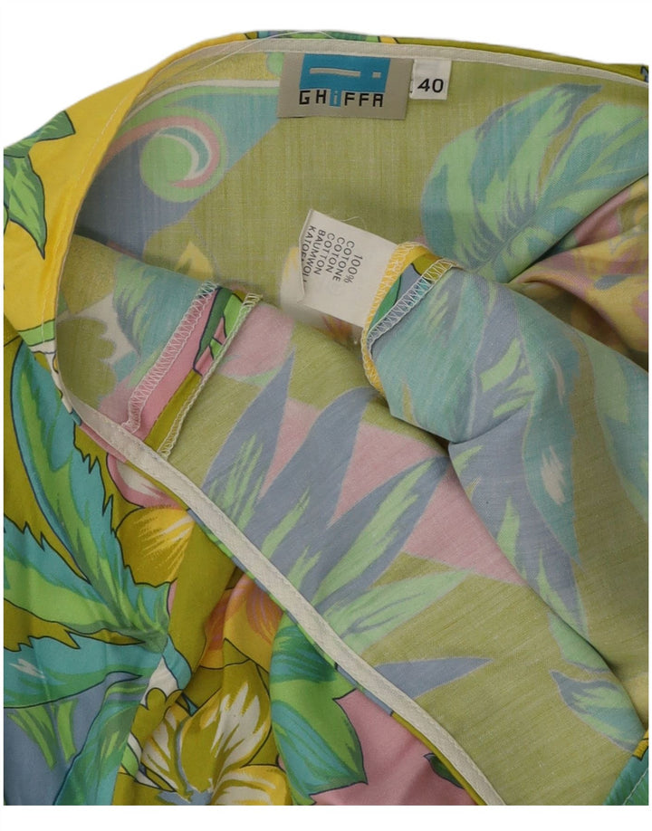 vintage Femme A-Line Jupe EU 40 Moyen W30 Coton Floral Multicolore