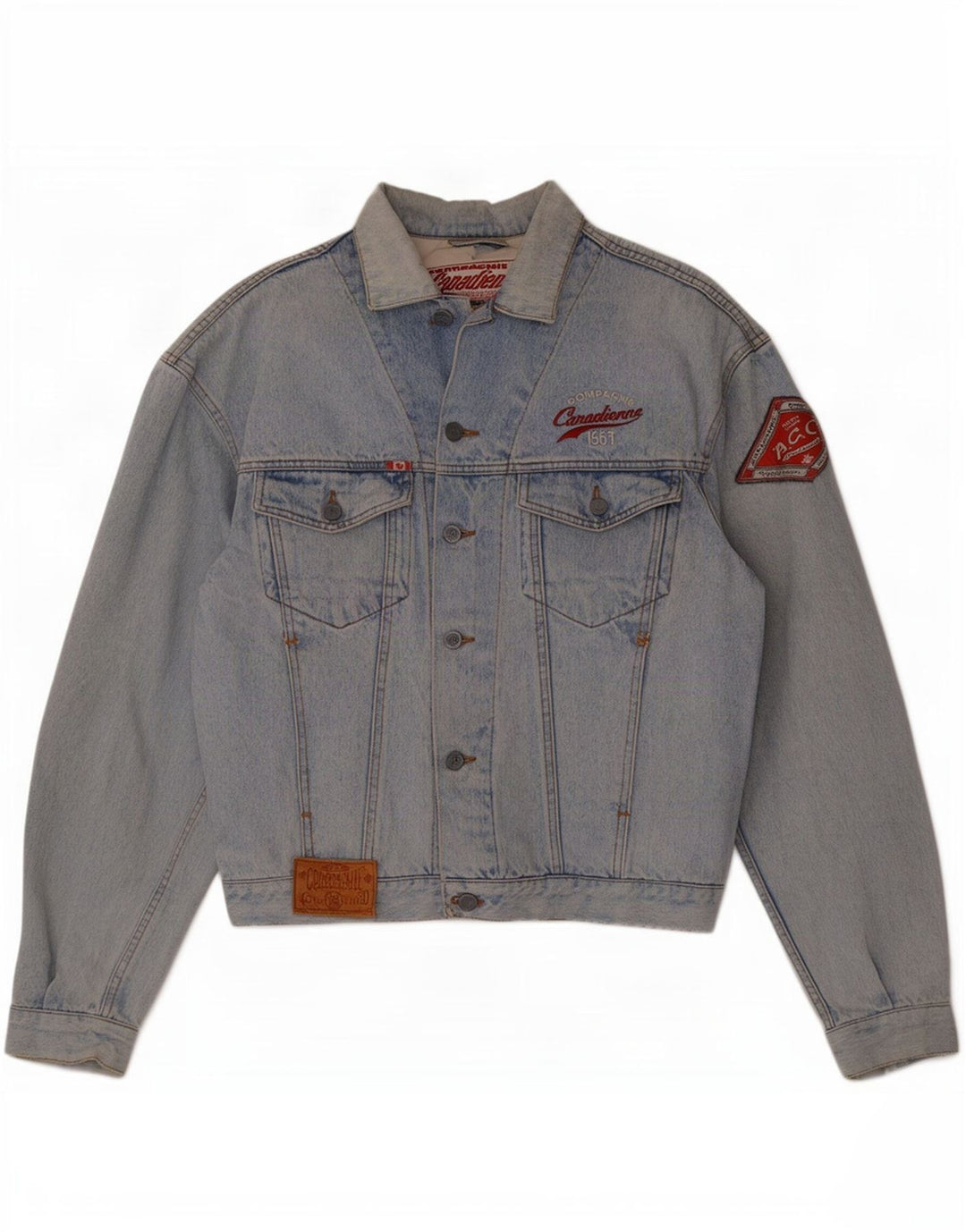 Compagnie Canadienne Veste en jean graphique pour homme UK 38 Bleu moyen