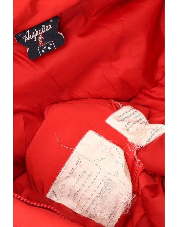 AUSTRALIAN L'ALPINA Manteau rembourré à capuche pour femme UK 16 Large Rouge Polyester