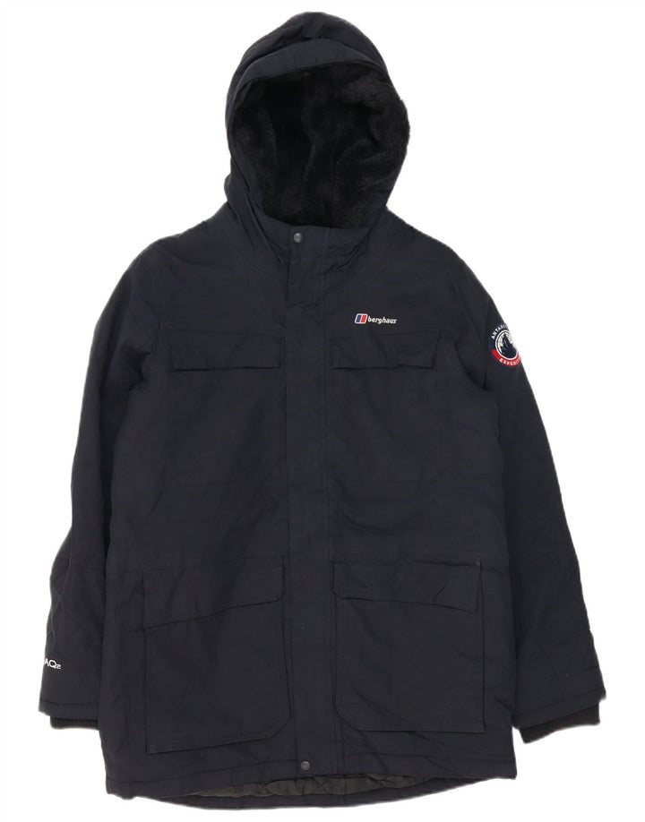 Berghaus Manteau coupe-vent à capuche pour garçon 12-13 ans Noir Polyester
