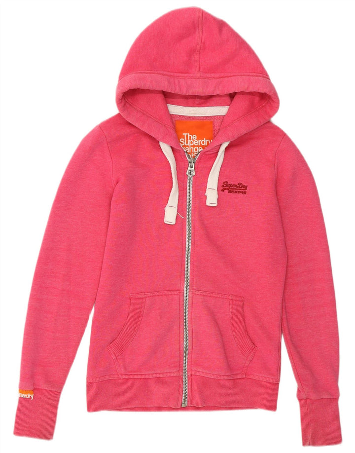 SUPERDRY Pull à capuche zippé pour femme UK 6 XS Rose Coton