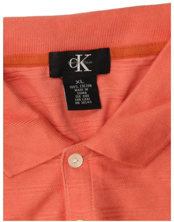 CALVIN KLEIN Polo Homme XL Rouge Rayé Coton
