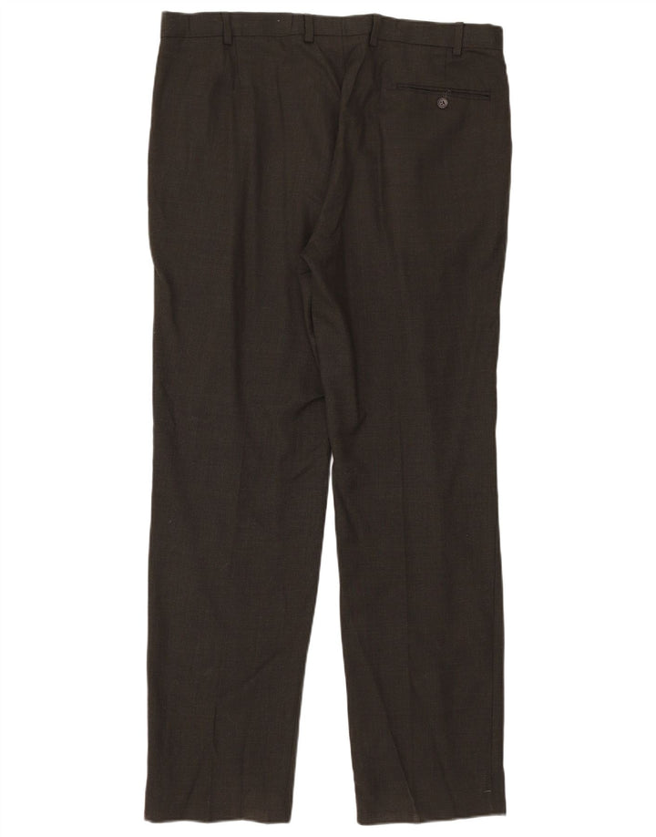 Marks & Spencer Pantalon de Costume Droit Homme W38 L33 Laine Marron