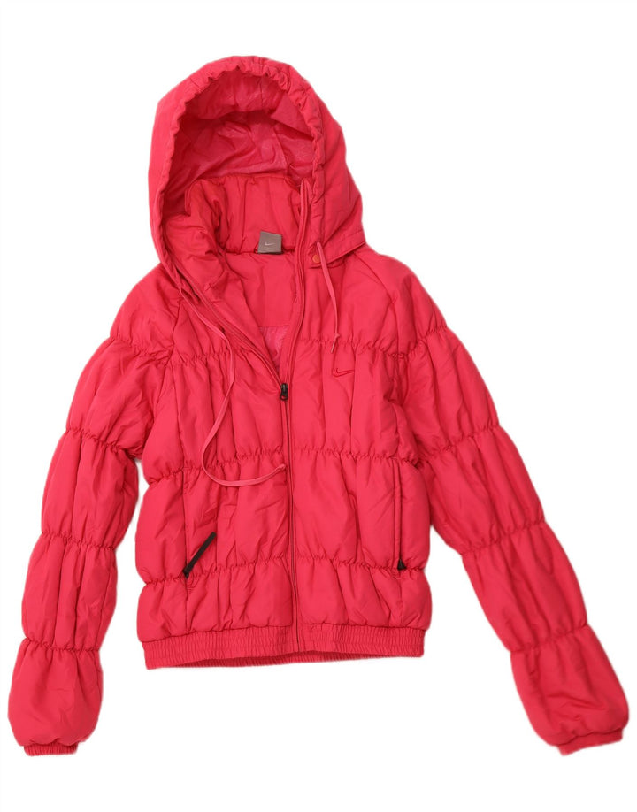 NIKE Veste matelassée à capuche graphique pour femme UK 10/12 Rose moyen Polyester