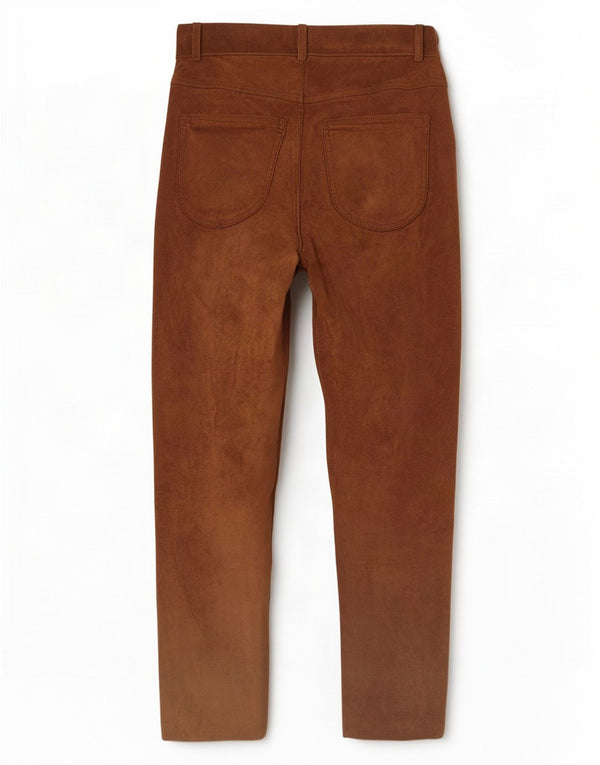 Jones Pantalon Slim en Daim pour Femme EU 36 Petit W26 L28 Cuir Marron