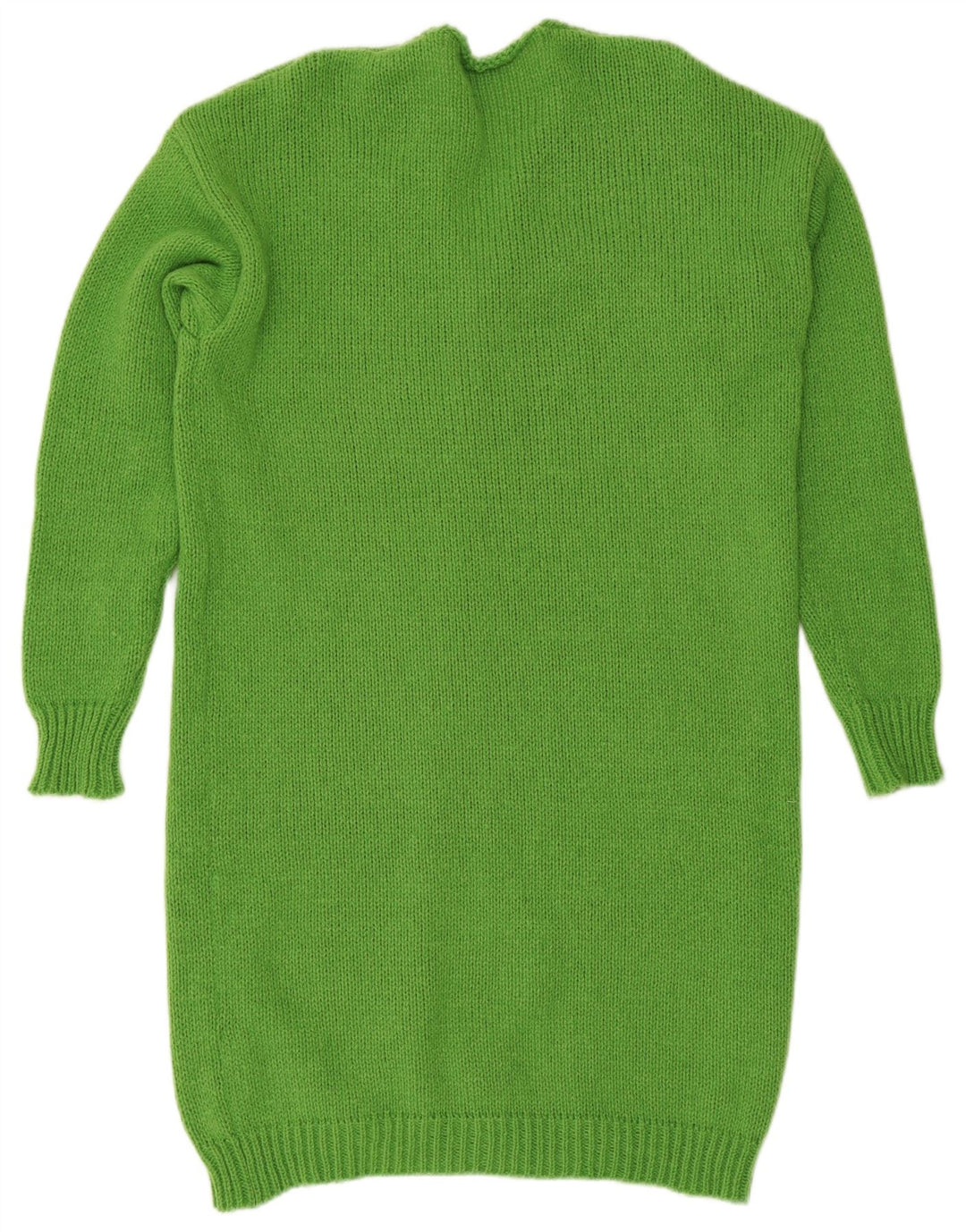 vintage Womens Longline Open Cardigan Sweater UK 14 Polyester vert moyen