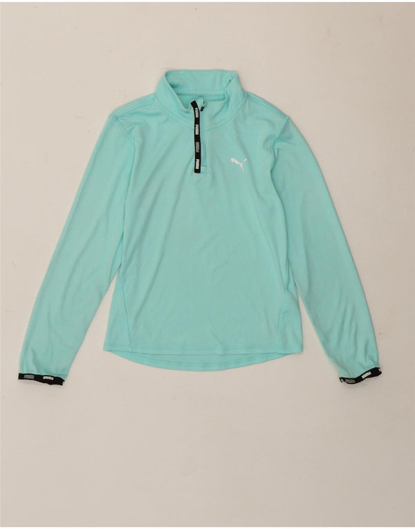 Puma Haut à col zippé et manches longues pour fille 9-10 ans Turquoise Polyester Sports