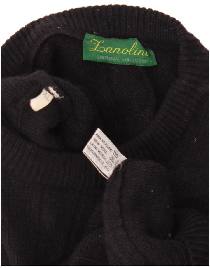 Zanolini Pull col rond pour homme XL en laine vierge bleu marine