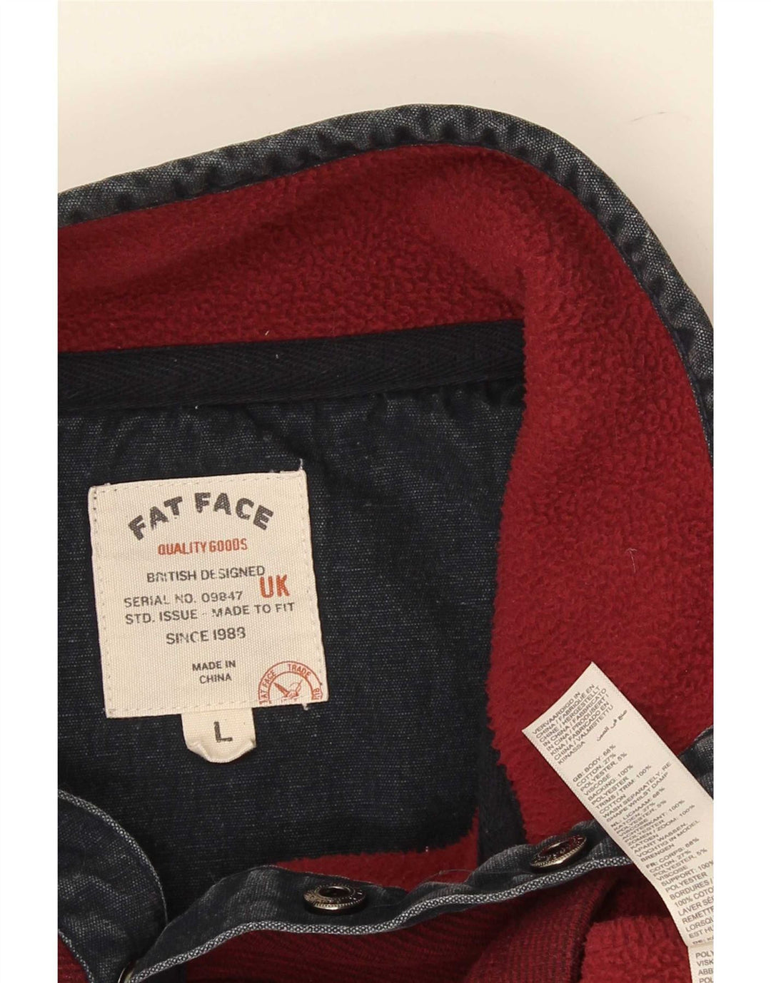 Fat Face Sweat-shirt à col boutonné pour homme en coton bordeaux Taille L