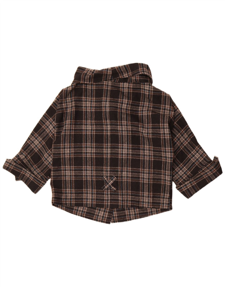vintage Womens Bomber Jacket UK 10 Petite laine à carreaux bruns