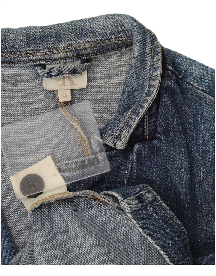 Calvin Klein Veste blazer en jean à 2 boutons pour femme UK 12 Bleu moyen Coton