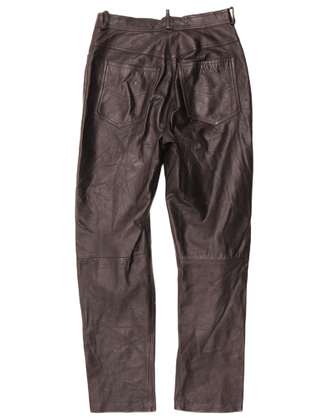 VINTAGE Pantalon droit femme IT 42 Medium W28 L29 Cuir noir