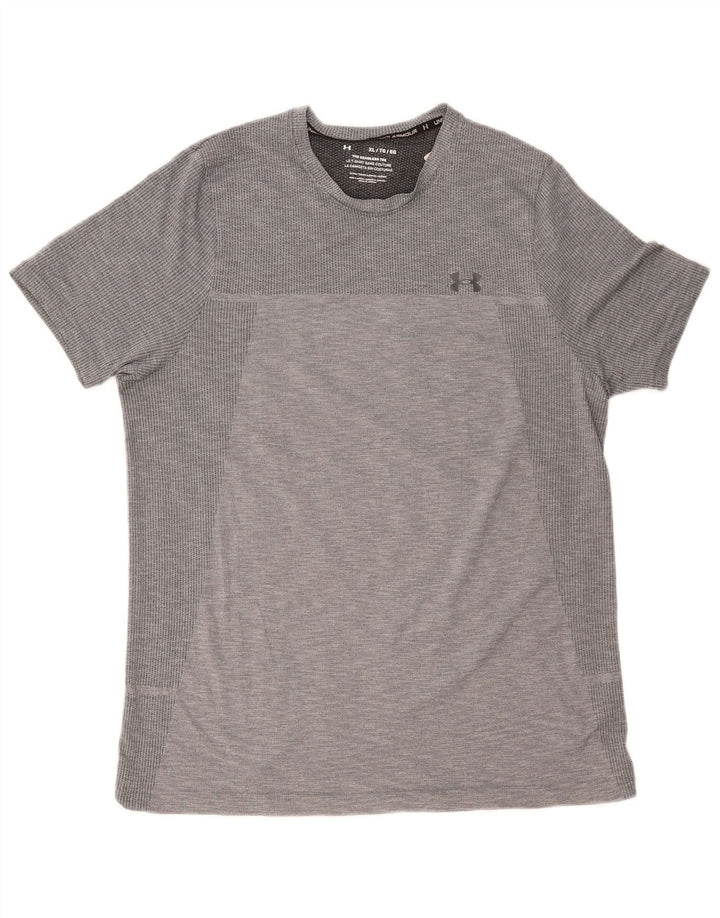 Under Armour T-Shirt Homme Top XL Gris Pinstripe Polyester