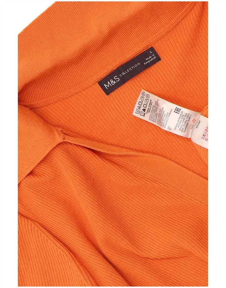 Marks & Spencer Polo Femme UK 16 Large Orange Coton