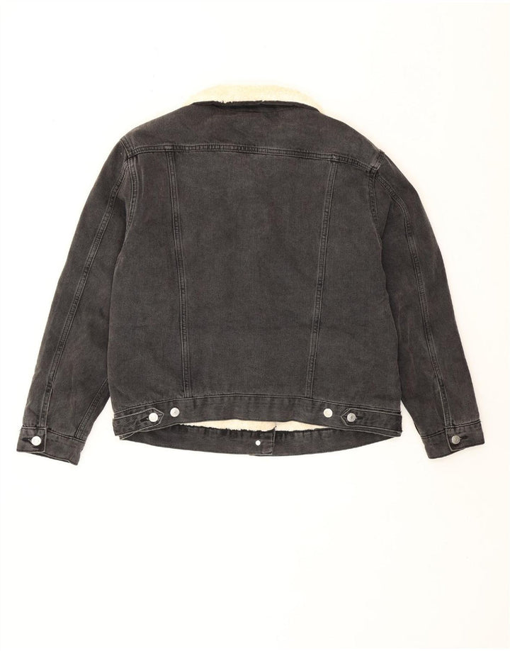 Topshop Veste Sherpa en jean pour femme UK 12 Gris moyen Coton