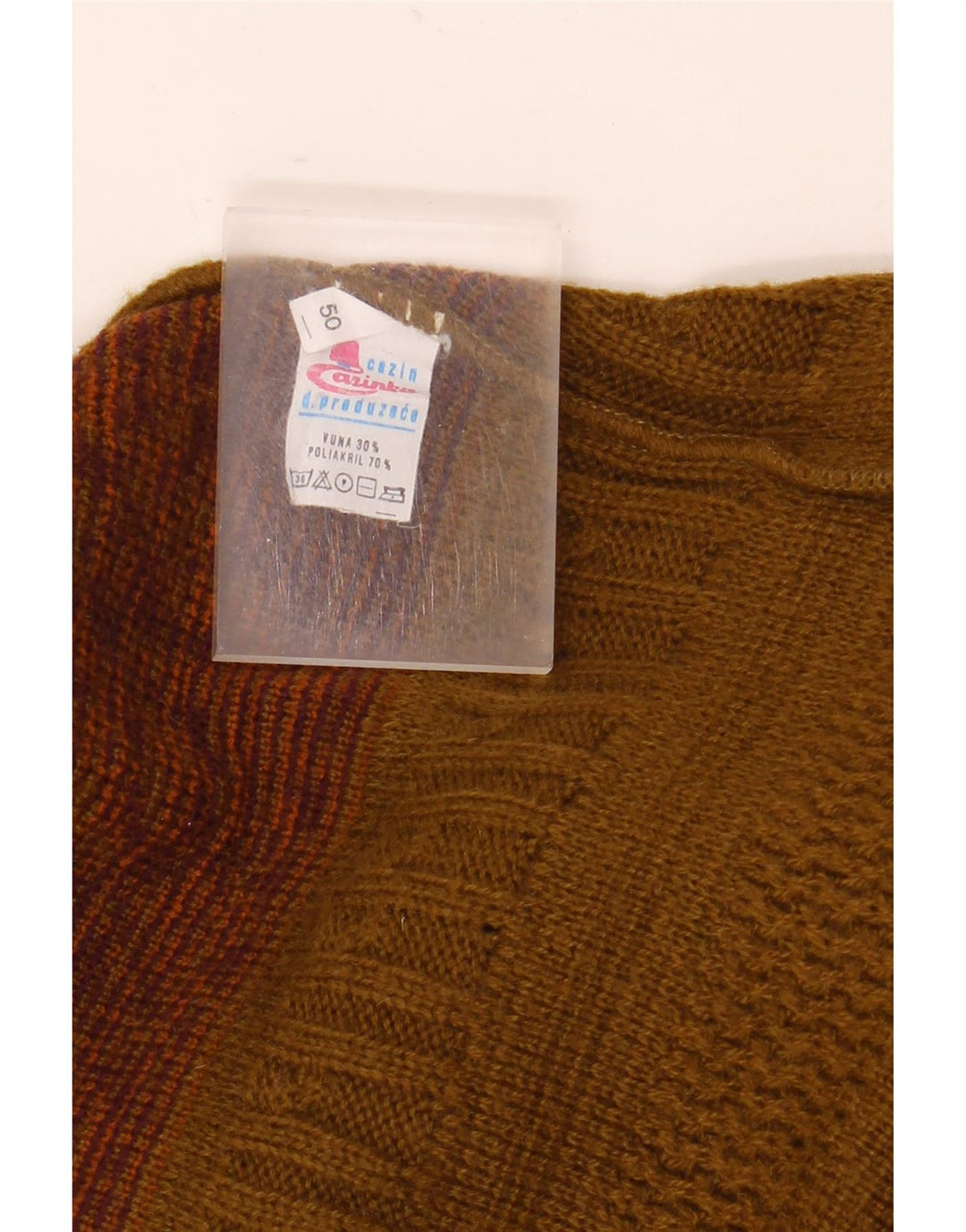 vintage Mens Button Neck Jumper Pull EU 50 Moyen Kaki Fair Isle