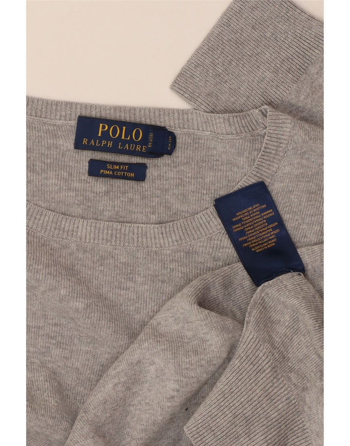 POLO RALPH LAUREN Pull Slim Fit Col Bateau Homme Gris Moyen