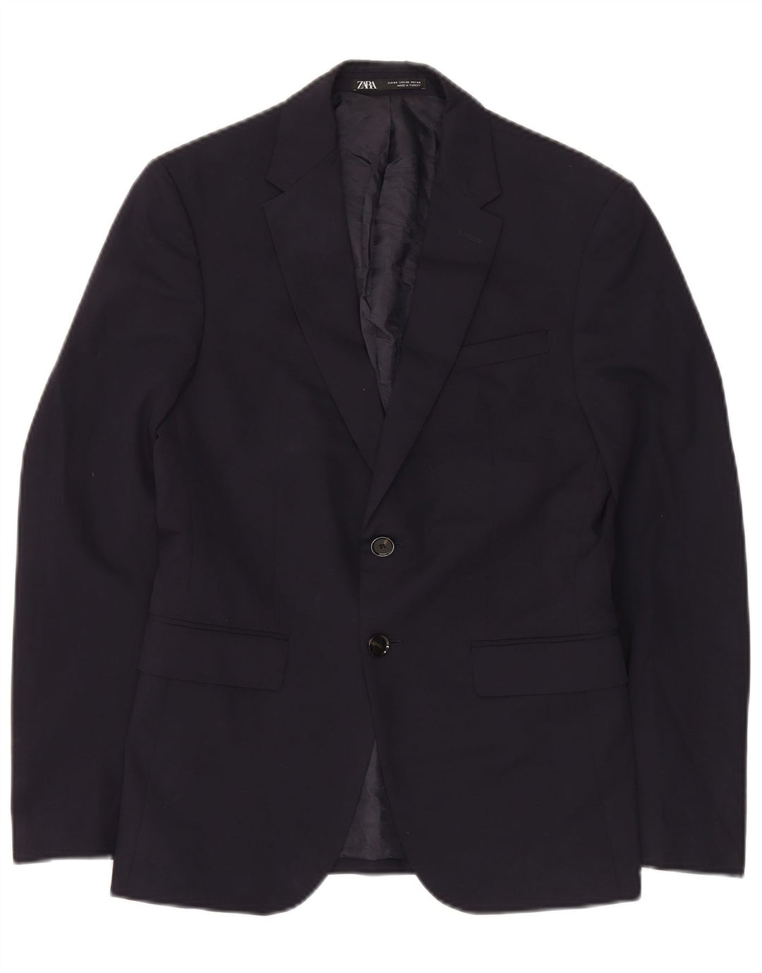 Zara Veste Blazer 2 Boutons Homme EU 44 XS Bleu Marine Polyester
