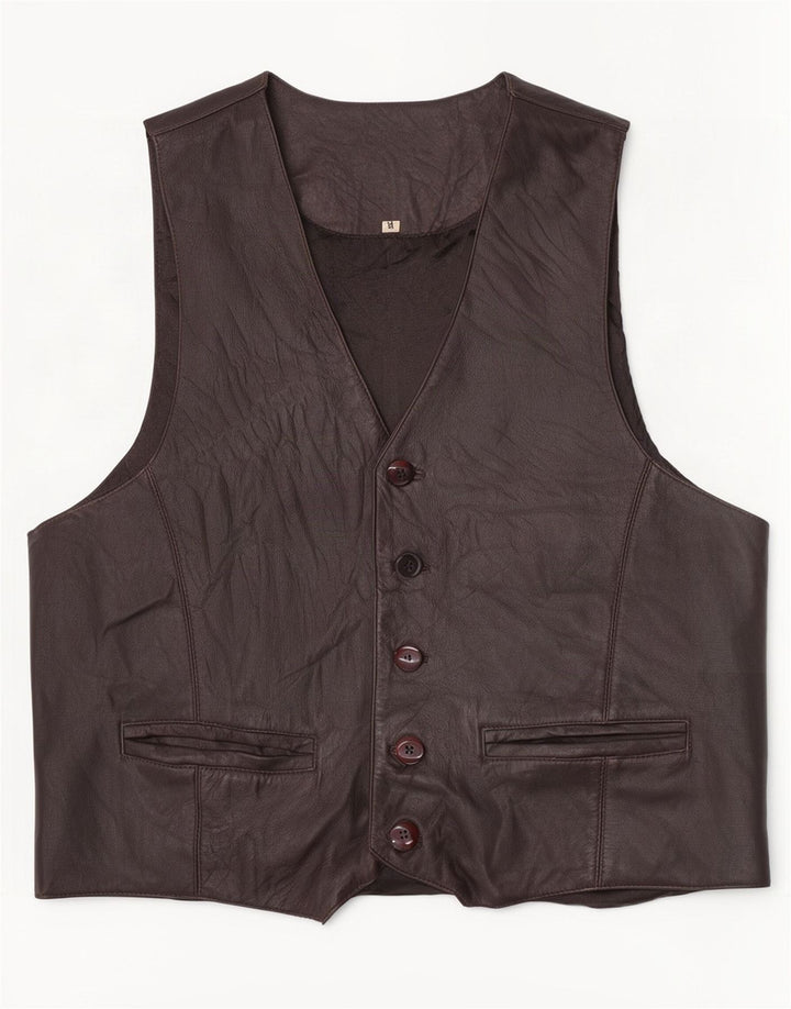 gilet en cuir homme vintage marron moyen