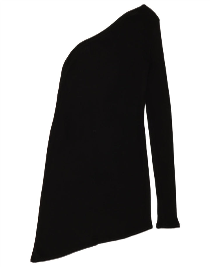 Zara Femme Haut Asymétrique Une Épaule UK 12 Medium Noir Viscose