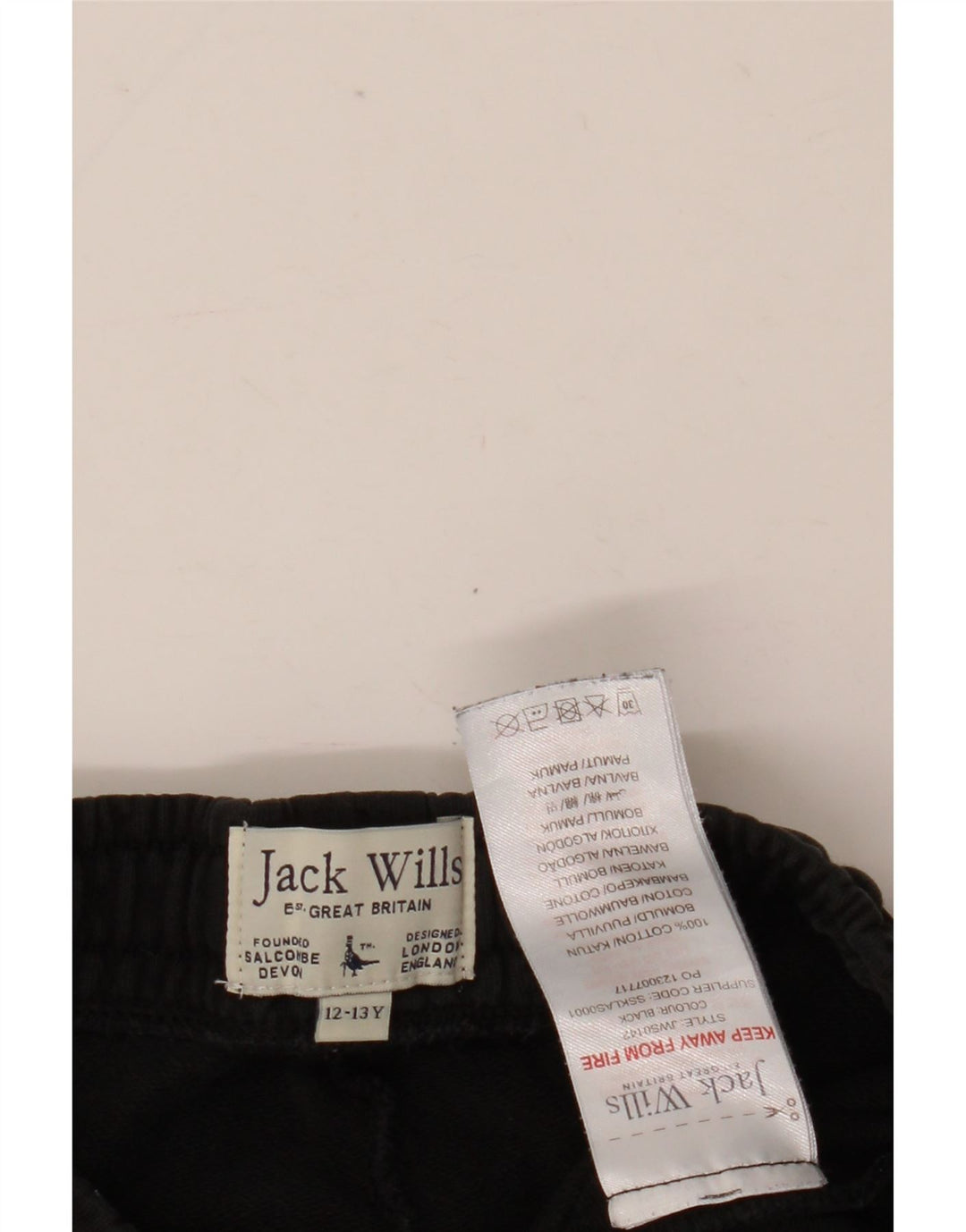 Jack Wills Short de sport graphique garçon 12-13 ans coton noir