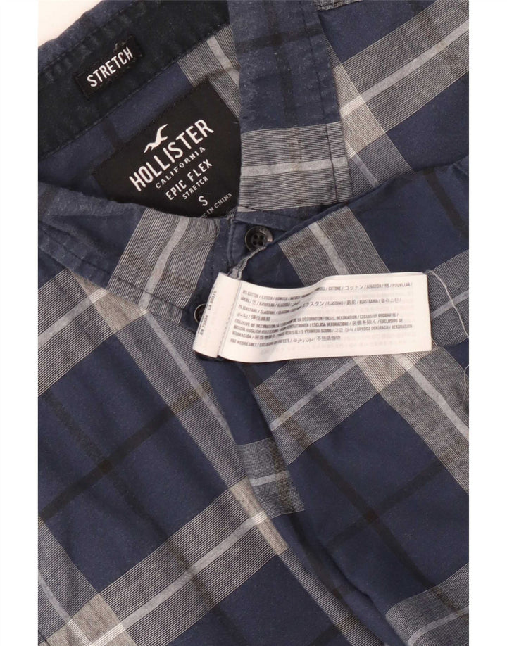 Hollister Chemise Stretch Homme Petit Bleu Marine Plaid Coton