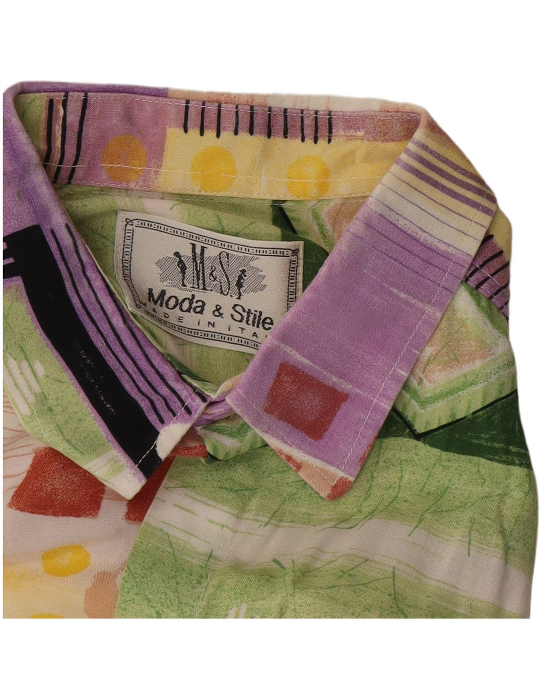 VINTAGE Chemise à manches courtes pour homme Patchwork multicolore moyen