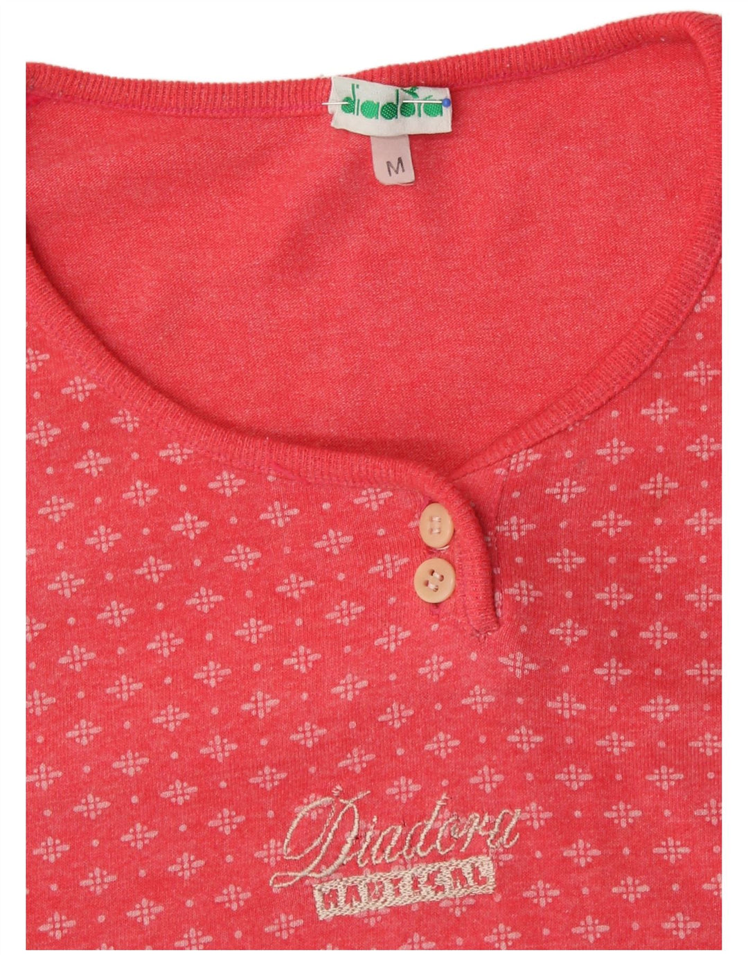 DIADORA T-Shirt Femme UK 14 Coton Géométrique Rose Moyen