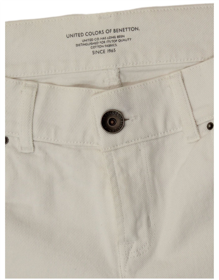 Benetton Femme Denim Hot Pants W32 Large Blanc Cassé