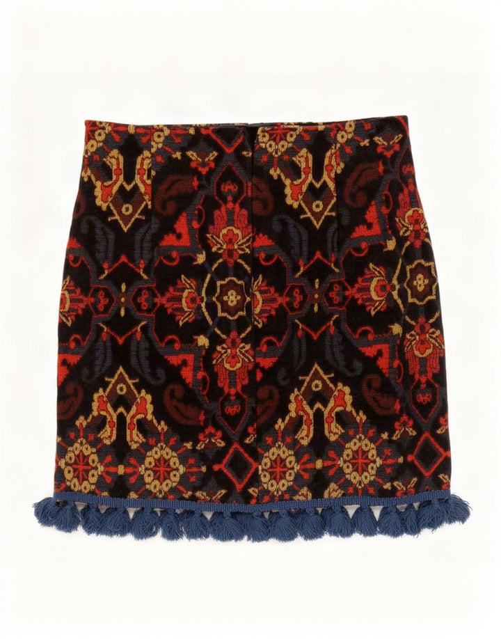Zara Femme Mini Jupe Small W26 Acrylique Paisley Multicolore