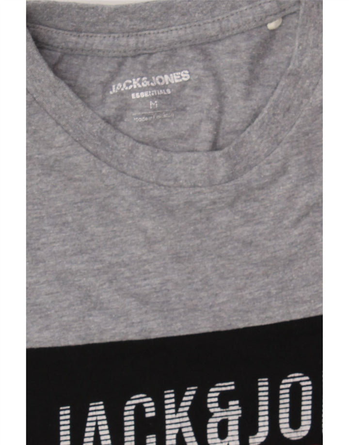 JACK & JONES Mens Graphic T-Shirt Top Medium Black Colourblock Cotton Vintage Jack & Jones and Second-Hand Jack & Jones from Messina Hembry 