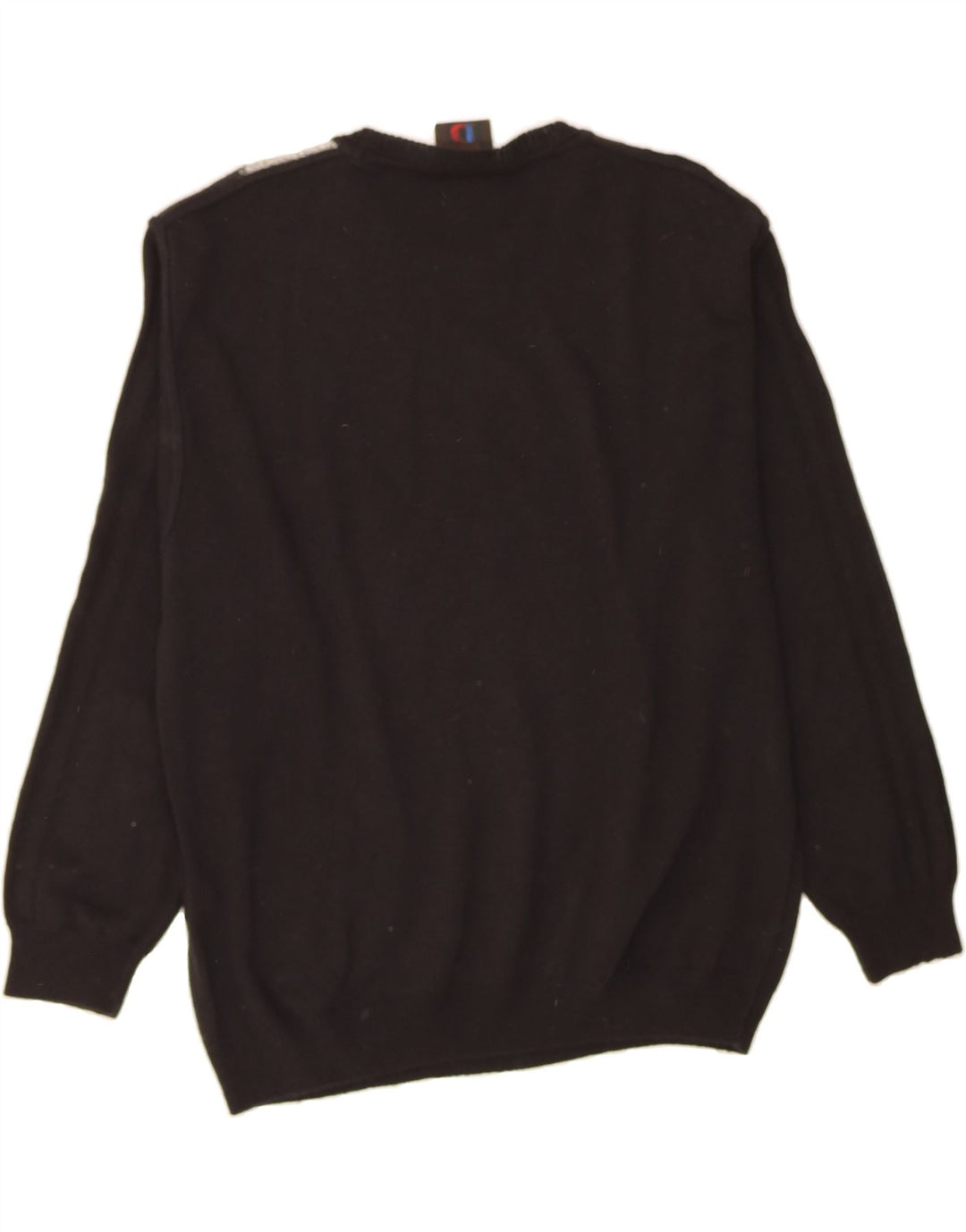 BAFFO Mens Crew Neck Jumper Sweater IT 52 Large Black Colourblock Modern Vintage Baffo and Second-Hand Baffo from Messina Hembry 