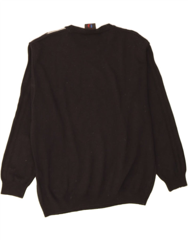 BAFFO Mens Crew Neck Jumper Sweater IT 52 Large Black Colourblock Modern Vintage Baffo and Second-Hand Baffo from Messina Hembry 