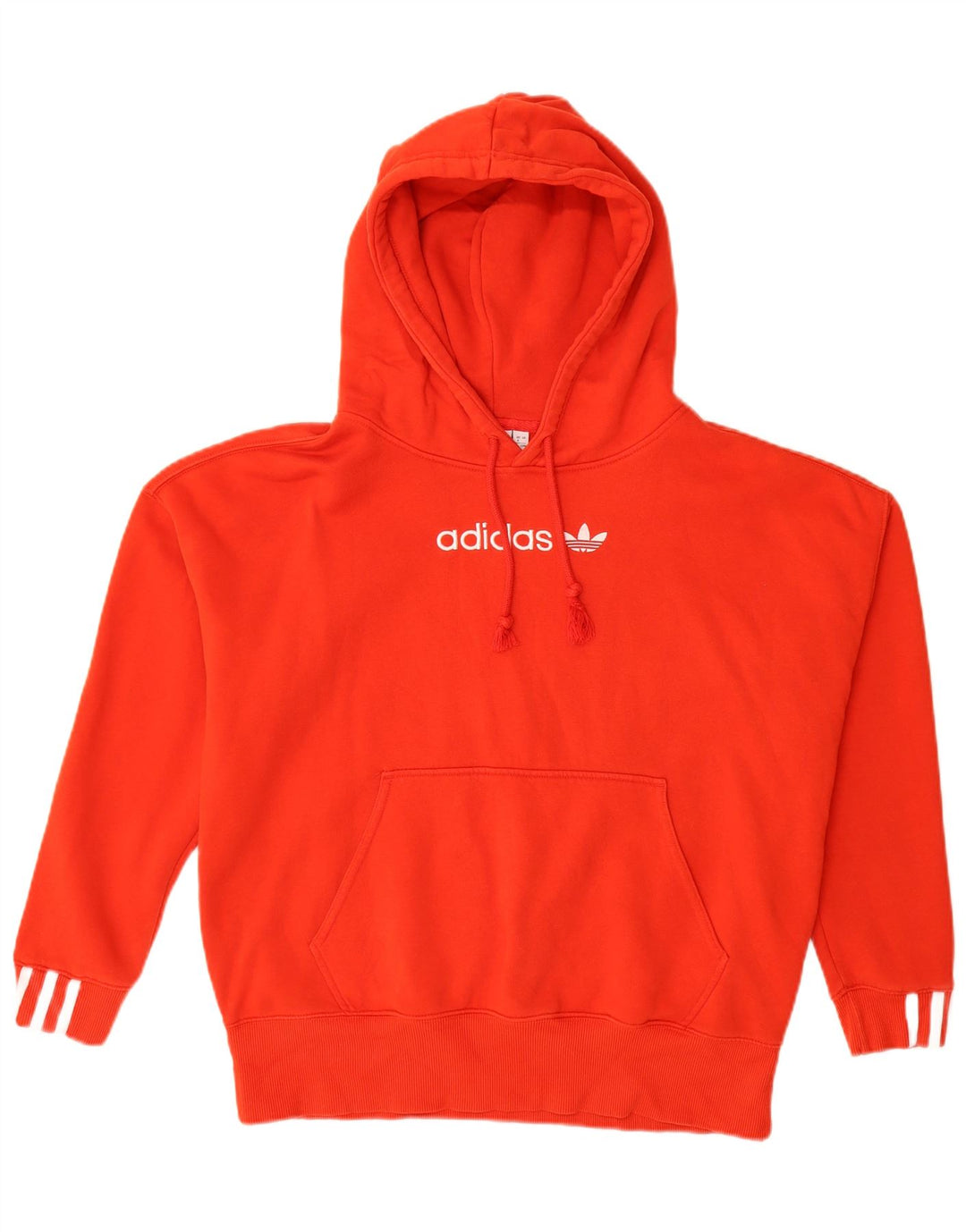ADIDAS Pull à capuche surdimensionné graphique pour femme UK 8 Petit coton rouge