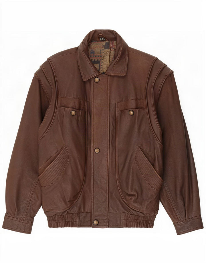 Berto Lucci Veste en cuir pour homme UK 38 Marron moyen