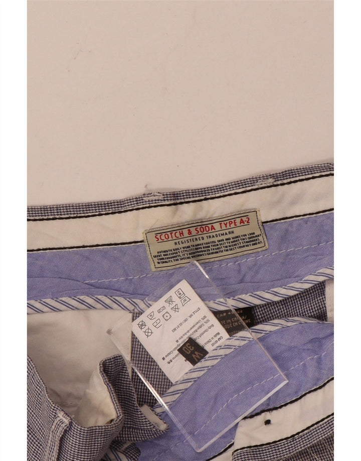 Scotch & Soda Short Chino Homme W30 Coton Pied-de-Poule Bleu Moyen