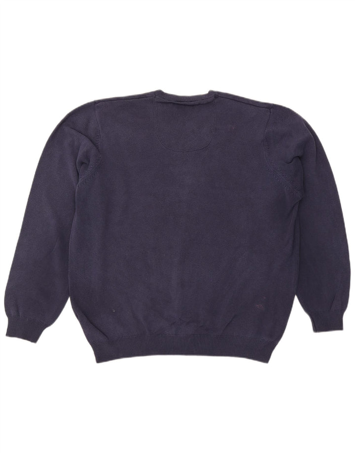 Marks & Spencer Pull coupe classique à col en V pour homme Bleu marine Taille L
