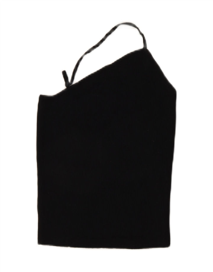 Zara Haut court à épaules dénudées pour femme UK 8 Small Noir Viscose