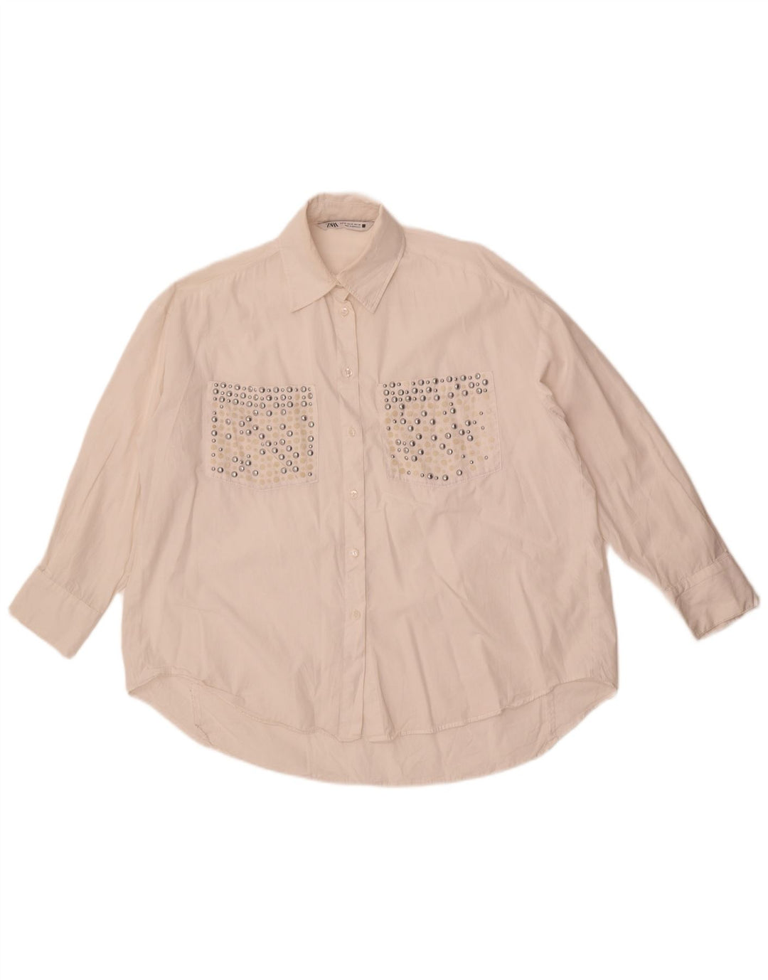 Zara Chemisier surdimensionné pour femme UK 6 XS Blanc