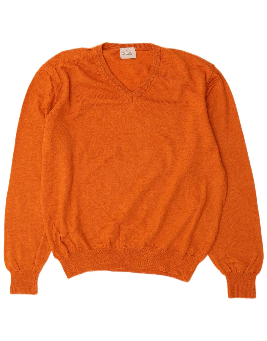 TRUSSARDI Pull col V pour femme UK 20 2XL Orange Laine