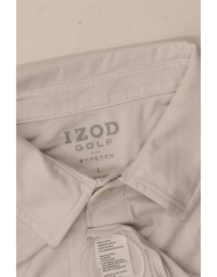 IZOD Polo Homme Large Rayé Blanc Polyester