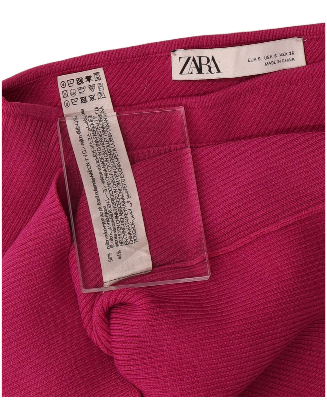 ZARA Femme Crop One Épaule Top UK 8 Petit Rose Nylon